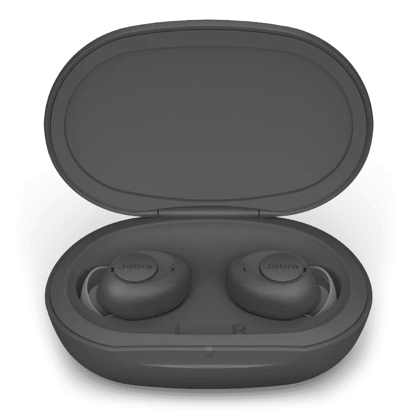 Jabra Enhance Plus earbuds with charging case